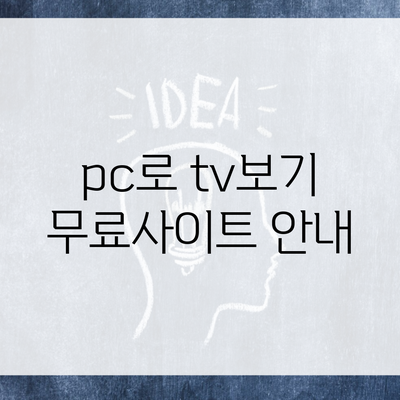 pc로 tv보기 무료사이트 안내