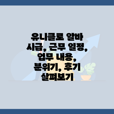 유니클로 알바 시급, 근무 일정, 업무 내용, 분위기, 후기 살펴보기