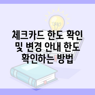 체크카드 한도 확인 및 변경 안내 한도 확인하는 방법