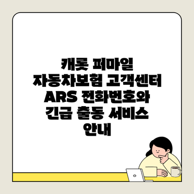 캐롯 퍼마일 자동차보험 고객센터 ARS 전화번호와 긴급 출동 서비스 안내