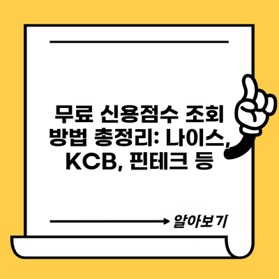 무료 신용점수 조회 방법 총정리: 나이스, KCB, 핀테크 등