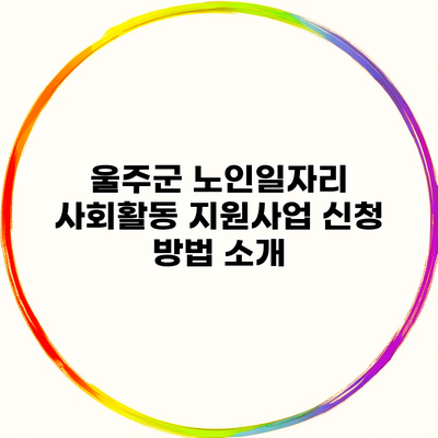 울주군 노인일자리 사회활동 지원사업 신청 방법 소개