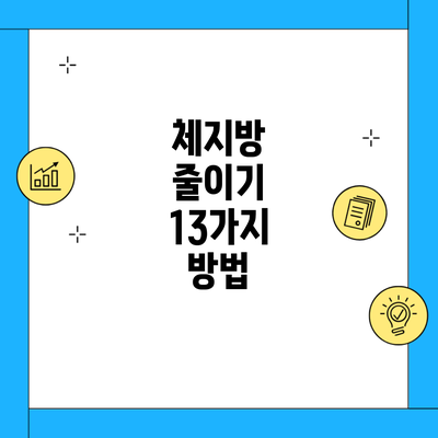 체지방 줄이기 13가지 방법