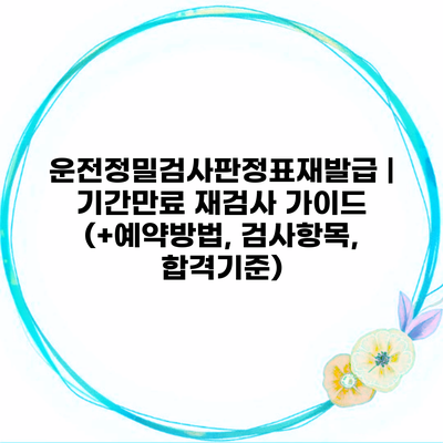 운전정밀검사판정표재발급 | 기간만료 재검사 가이드 (+예약방법, 검사항목, 합격기준)