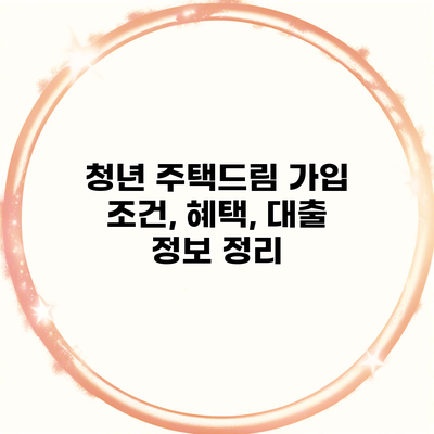 청년 주택드림 가입 조건, 혜택, 대출 정보 정리