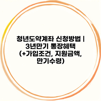 청년도약계좌 신청방법 | 3년만기 통장혜택 (+가입조건, 지원금액, 만기수령)