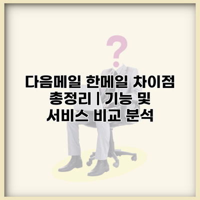 다음메일 한메일 차이점 총정리 | 기능 및 서비스 비교 분석