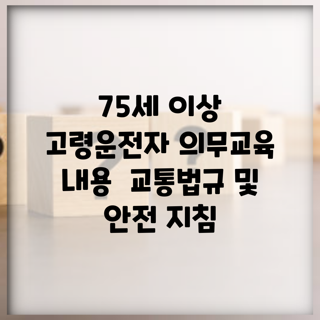 75세 이상 고령운전자 의무교육 내용 | 교통법규 및 안전 지침