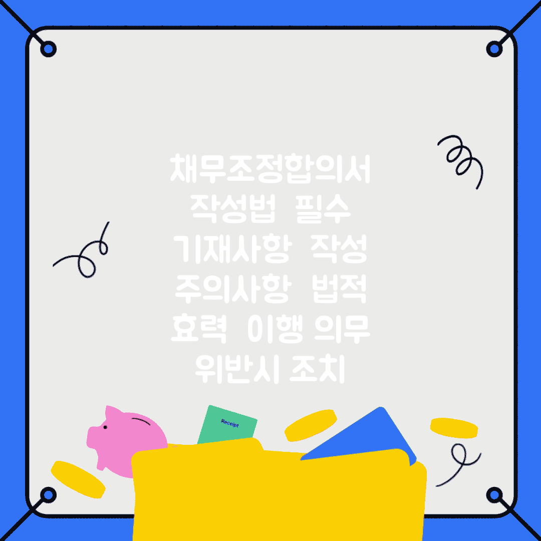 채무조정합의서 작성법 | 필수 기재사항 | 작성 주의사항 | 법적 효력 | 이행 의무 | 위반시 조치