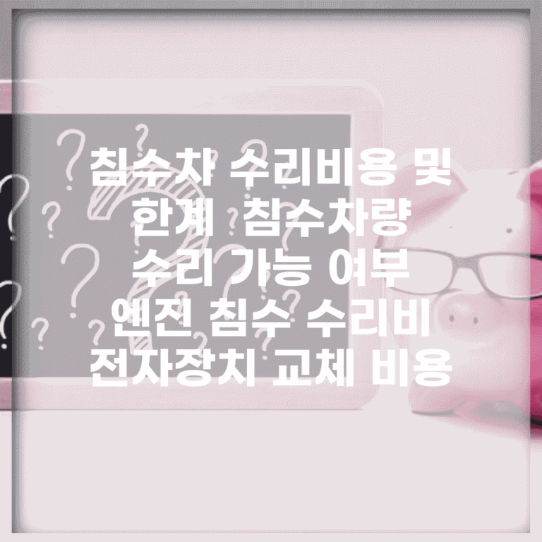 침수차 수리비용 및 한계 | 침수차량 수리 가능 여부 | 엔진 침수 수리비 | 전자장치 교체 비용