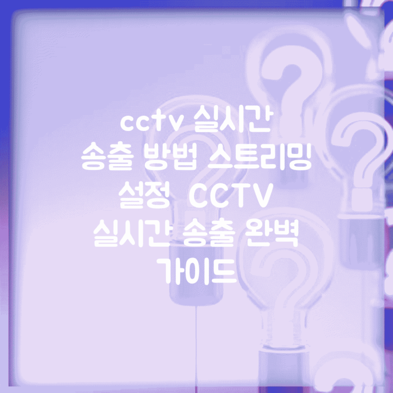 cctv 실시간 송출 방법 스트리밍 설정 | CCTV 실시간 송출 완벽 가이드