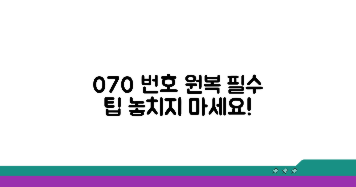 070 번호 원복, 최적화 팁