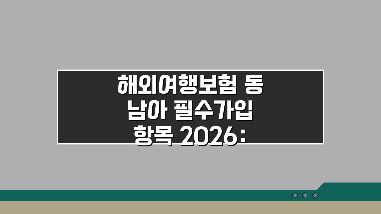 해외여행보험 동남아 필수가입 항목 2026: 놓치면 후회할 필수 5가지