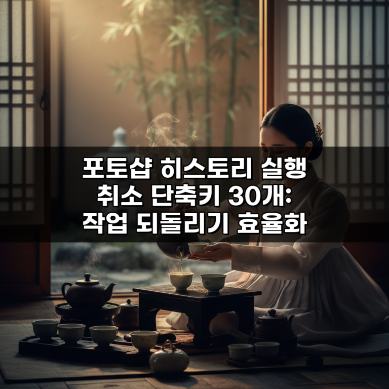 포토샵 히스토리 실행 취소 단축키 30개: 작업 되돌리기 효율화 비법 공개