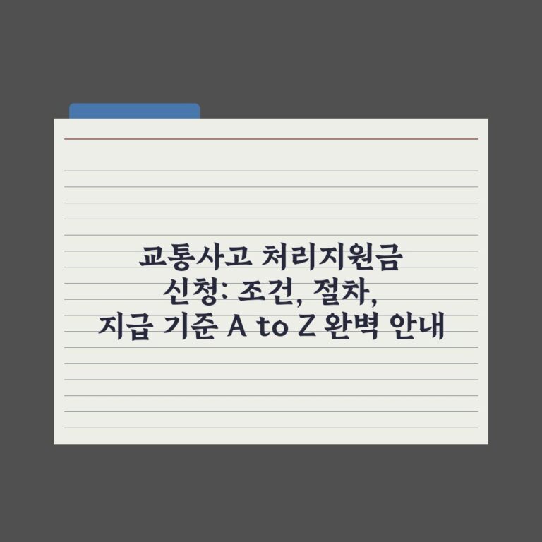 교통사고 처리지원금 신청: 조건, 절차, 지급 기준 A to Z 완벽 안내